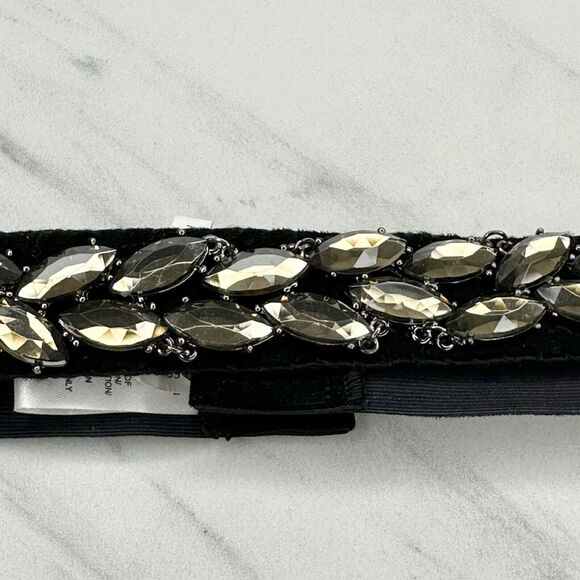 Loft Black Velvet Rhinestone Stretch Cinch Belt Small/Medium S/M โจ - Picture 5 of 16
